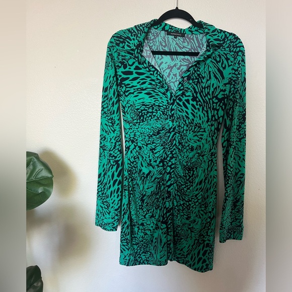 Olivaceous Dresses & Skirts - OLIVACEOUS Green & Black Animal Print Dress (NWT)